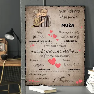 Darčeky pre muža - Vyznanie lásky od manželky - tabuľka na stenu