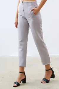 InStyle High Waist Pleated Double Fabric Trousers - Gray