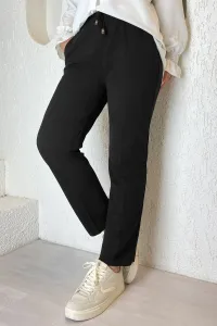 InStyle Lycra dvojité látkové nohavice s elastickým pásom - čierne