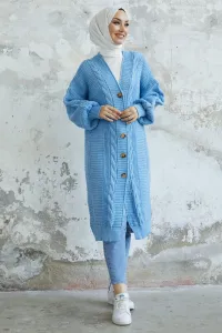 InStyle Evia Buttoned Knitwear Cardigan - Baby Blue