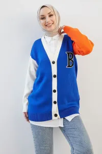 InStyle Letter B Printed Knitwear Cardigan - Saxe Blue