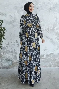 InStyle Bianka Embroidery Flower Chiffon Dress - Black #8770553