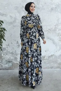 InStyle Bianka Embroidery Flower Chiffon Dress - Black #8770554