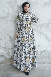 InStyle Bianka Embroidery Floral Chiffon Dress - White #8481249