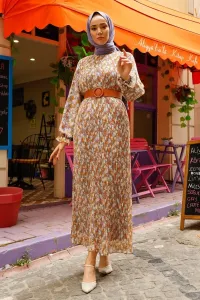 Kvetinové plisované šifónové hidžábové šaty InStyle 2018 - fialové