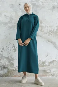 Svetrové šaty s kapucňou InStyle Ivona - olejová zelená #8518070
