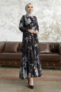 InStyle Lace Chiffon Dress - Black