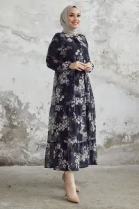InStyle Liviza vzorované šifónové šaty - čierne