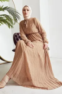 InStyle Ramona Chrumkavý vzor plisované šifónové hidžábové šaty - béžová #8500414