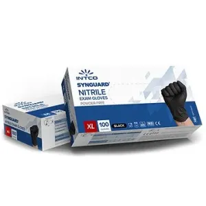 INTCO – Čierne jednorazové vyšetrovacie nitrilové rukavice (nesterilné, nepudrované) (Veľkosť XL)