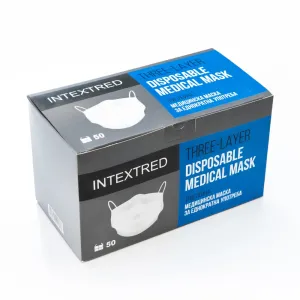 Intextred rúško medicínske jednorázové, 3-vrstvové 1x ks 50 ks