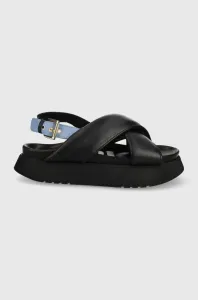 Kožené sandále Inuikii Crossed Print Inuikii Platform dámske, čierna farba, na platforme #211475