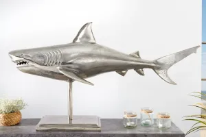 Dekoračná socha žralok AMEIS 100 cm Dekorhome Strieborná