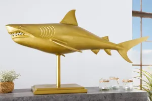 Dekoračná socha žralok AMEIS 100 cm Dekorhome Zlatá
