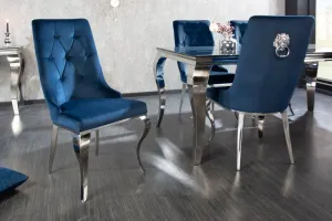 Chesterfield jedálenská stolička 2 ks ZETHOS Dekorhome Modrá