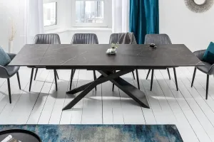 Estila Mramorový rozkladací jedálenský stôl Marmol s kovovými nohami v tmavom odtieni 180-220-260cm