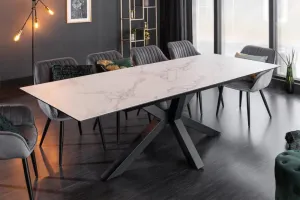 Estila Industriálny rozkladací jedálenský stôl Callandra s betónovým efektom a kovovými nohami 180-225cm