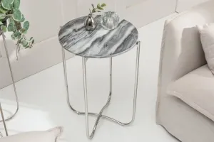 Estila Dizajnový okrúhly skladací mramorový odkladací stolík Jaspe