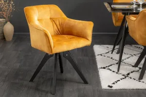 LuxD 27497 Dizajnová otočná stolička Giuliana horčicový zamat - Otvorené balenie
