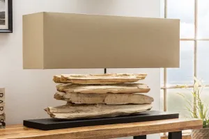 Estila Dizajnová jedinečná stolná lampa z naplaveného dreva