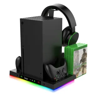 iPega XBX023S multifunkčný nabíjací RGB stojan s chladením pre Xbox Series X, čierny PG-XBX023S