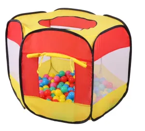 IPLAY Ipľa Detský hrací stan s loptičkami 100 ks - červeno-žltý, 8600B