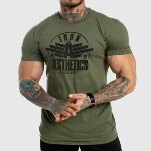 Pánske fitness tričko Iron Aesthetics Force, zelené