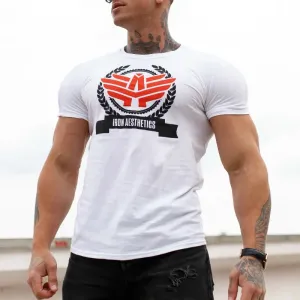 Pánske fitness tričko Iron Aesthetics Triumph, biele