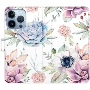 iSaprio flip puzdro Succulents Pattern na iPhone 13 Pro