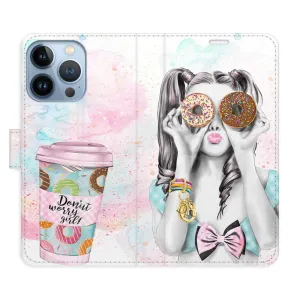 Flipové puzdro iSaprio - Donut Worry Girl - iPhone 13 Pro