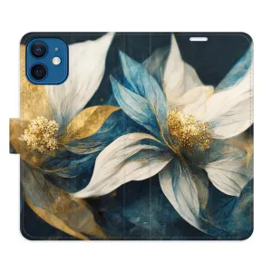 Flipové puzdro iSaprio - Gold Flowers - iPhone 12 mini