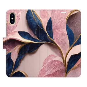 Flipové puzdro iSaprio - Pink Leaves - iPhone X/XS