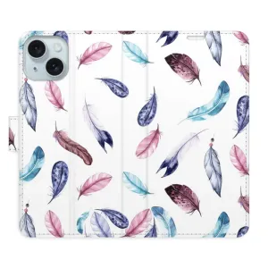 Flipové puzdro iSaprio - Colorful Feathers - iPhone 15 Plus