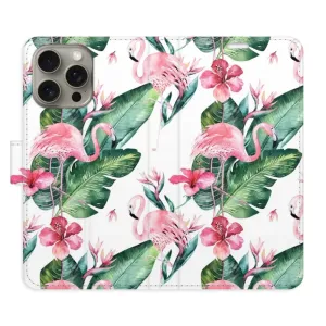 Flipové puzdro iSaprio - Flamingos Pattern - iPhone 15 Pro Max
