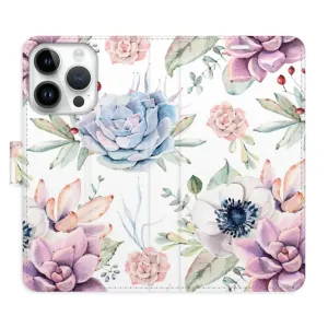 Flipové puzdro iSaprio - Succulents Pattern - iPhone 15 Pro