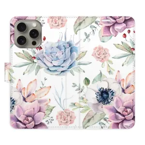 Flipové puzdro iSaprio - Succulents Pattern - iPhone 15 Pro Max
