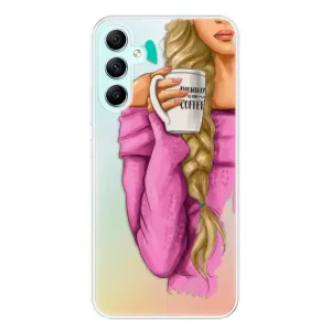Odolné silikónové puzdro iSaprio - My Coffe and Blond Girl - Samsung Galaxy A34 5G