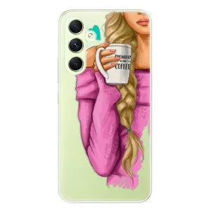 Odolné silikónové puzdro iSaprio - My Coffe and Blond Girl - Samsung Galaxy A54 5G