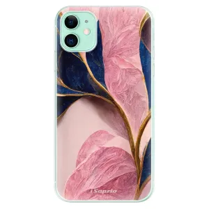 Odolné silikónové puzdro iSaprio - Pink Blue Leaves - iPhone 11