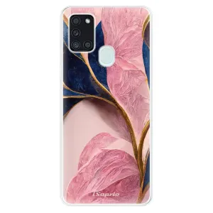 Odolné silikónové puzdro iSaprio - Pink Blue Leaves - Samsung Galaxy A21s