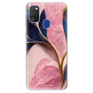 Odolné silikónové puzdro iSaprio - Pink Blue Leaves - Samsung Galaxy M21