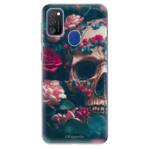 Odolné silikónové puzdro iSaprio - Skull in Roses - Samsung Galaxy M21
