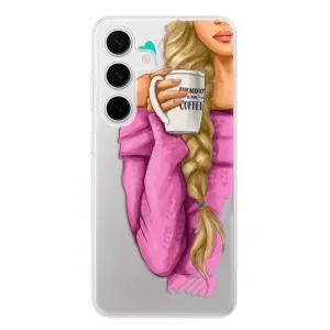 Odolné silikónové puzdro iSaprio - My Coffe and Blond Girl - Samsung Galaxy S24