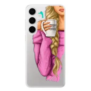 Odolné silikónové puzdro iSaprio - My Coffe and Blond Girl - Samsung Galaxy S24+