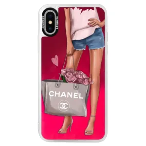 Neónové púzdro Pink iSaprio - Fashion Bag - iPhone XS
