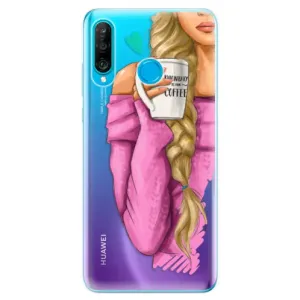 Odolné silikónové puzdro iSaprio - My Coffe and Blond Girl - Huawei P30 Lite