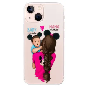 Odolné silikónové puzdro iSaprio - Mama Mouse Brunette and Boy - iPhone 13 mini