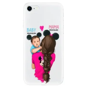 Odolné silikónové puzdro iSaprio - Mama Mouse Brunette and Boy - iPhone SE 2020