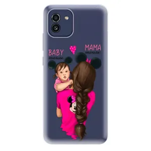 Odolné silikónové puzdro iSaprio - Mama Mouse Brunette and Girl - Samsung Galaxy A03