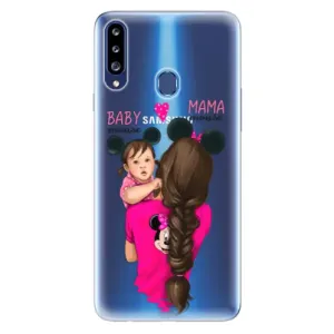 Odolné silikónové puzdro iSaprio - Mama Mouse Brunette and Girl - Samsung Galaxy A20s